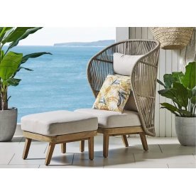 Лаунж-кресло плетеное с высокой спинкой Mali натуральный