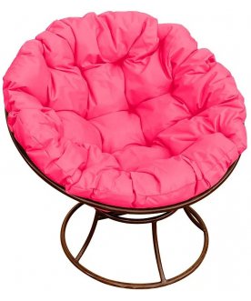Металлическое кресло Папасан коричневый / розовый