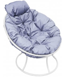 Металлическое кресло Папасан мини белый / серый