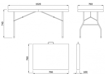 Пластиковый стол 152х76х74