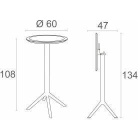 Стол пластиковый барный складной Sky Folding Bar Table 60 белый