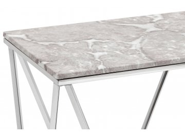 Консольный столик Бруно 122х41 серый мрамор / сталь серебро