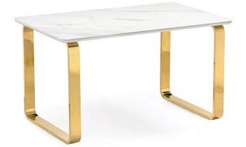 Керамический стол Селена 4 140х80х77 белый мрамор / золото