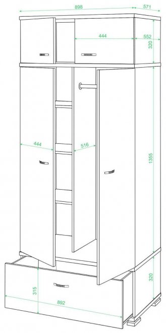 Шкаф КС-20 нельсон / белый жемчуг