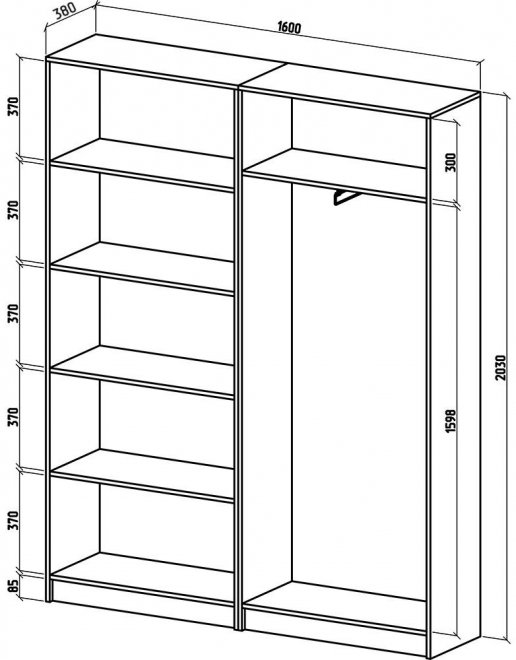 Шкаф Бостон-14 160 см дуб молочный