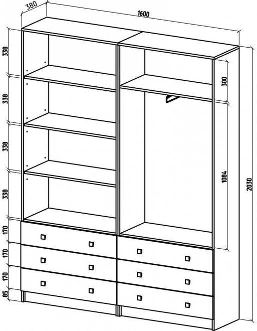 Шкаф Бостон-20 бельевой белый