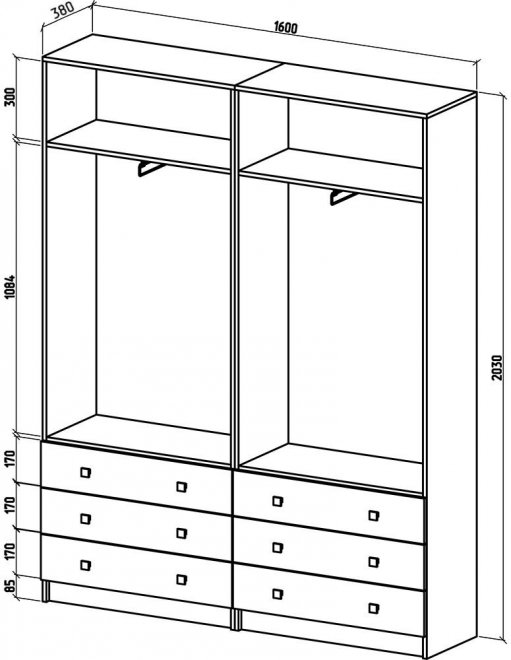 Шкаф Бостон-24 160 дуб молочный