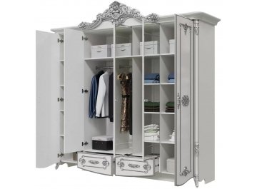 Шкаф для одежды Дольче Вита белый глянец с серебром