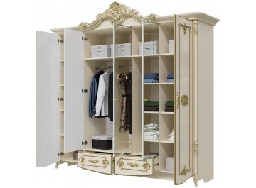 Шкаф для одежды Дольче Вита слоновая кость с золотом