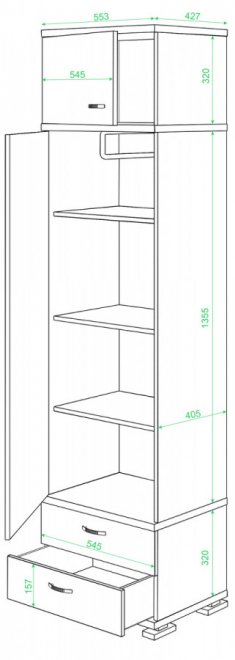 Шкаф КС-10 ШК шамони-ч / карамель