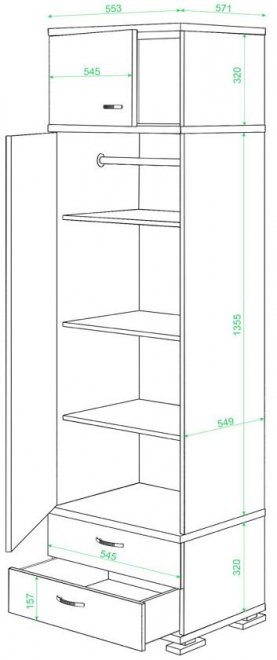 Шкаф КС-15 КВ карамель / венге