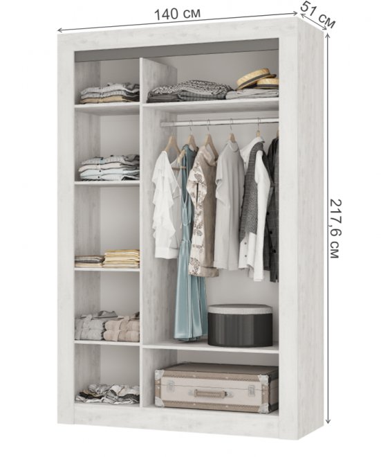 Шкаф Леонардо ШК-35 бетон пайн светлый / бетон пайн светлый / графит