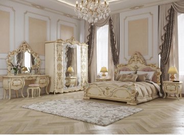 Шкаф для одежды Людовик 4-хдверный слоновая кость кракелюр