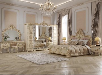 Шкаф для одежды Людовик 6-тидверный слоновая кость кракелюр