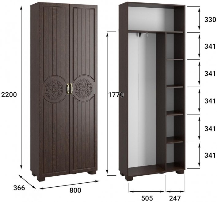 Шкаф Монблан МБ-21К венге / орех шоколадный