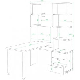 Компьютерный стол Даланта СР-500М/160 ШБЕШ-Ч-правый