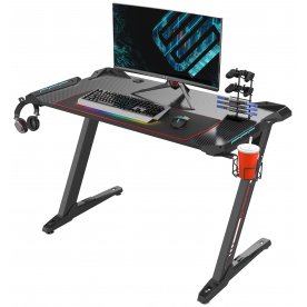 Компьютерный стол Eureka Z1 S черный / с синей подсветкой