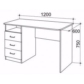 Компьютерный стол Галерея 1200 (с радиусной надстройкой) дуб млечный / крем / рисунок Снежный барс