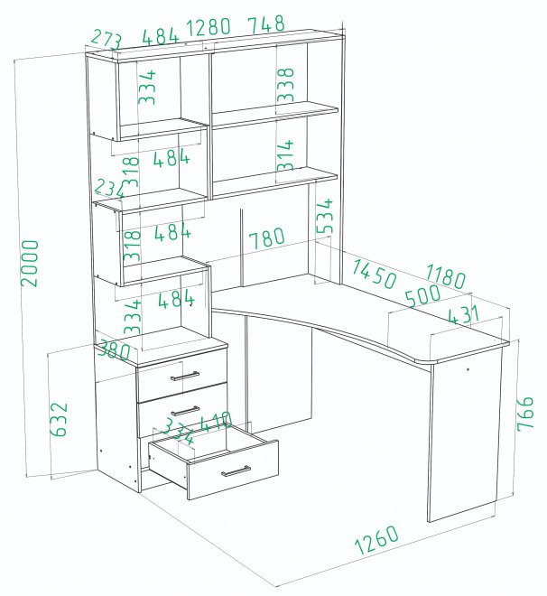 Компьютерный стол Ганор правый дуб вотан / белый