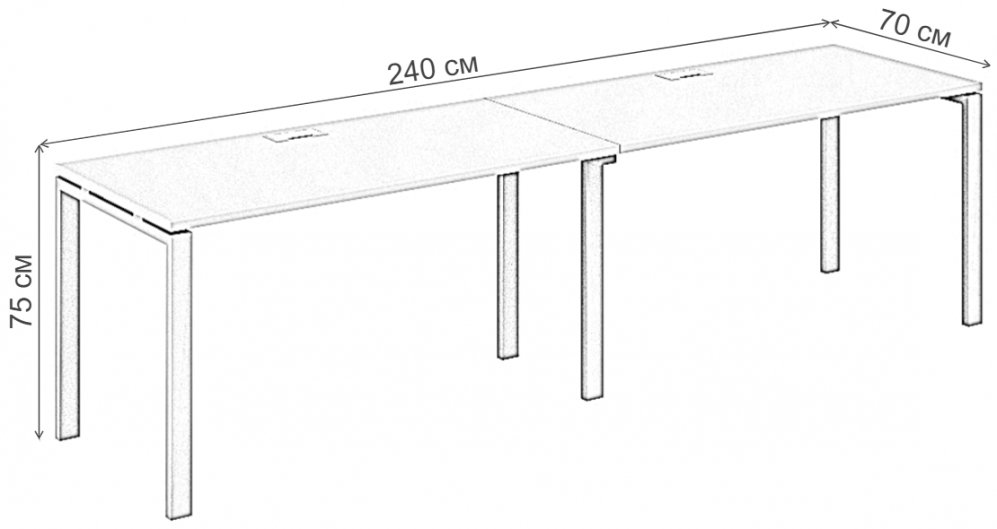 Компьютерный стол SG.222 2400х700х750 60х30 дуб светлый / белый