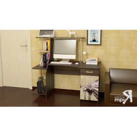 Компьютерный стол Студент-Стиль М венге цава / дуб молочный с рисунком