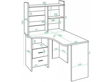 Письменный стол Домино Lite СКЛ-Угл120+НКЛ-100 КБЕ левый