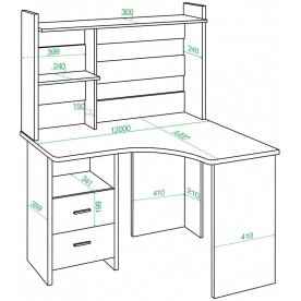 Письменный стол Домино Lite СКЛ-Угл120+НКЛ-120 ШК-Ч левый