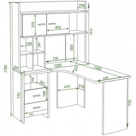 Письменный стол Домино Lite СКЛ-Угл130+НКЛХ-120 ШК-Ч левый