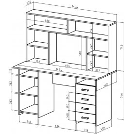 Письменный стол Лайт-7 с надстройкой