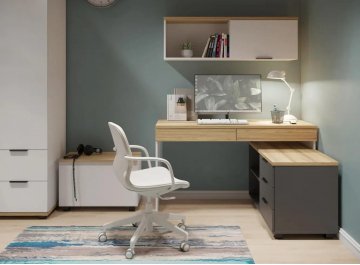 Письменный стол Скайлайт СЛ-22К блэквуд ячменный / графит / белый / меренга