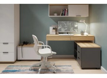 Письменный стол Скайлайт СЛ-22К блэквуд ячменный / графит / белый / меренга