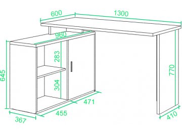 Письменный стол СКЛ-ПРЯМ130+ТБЛ-2
