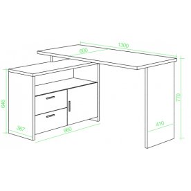 Письменный стол СКЛ-ПРЯМ130+ТБЛ