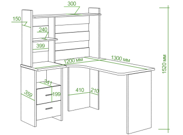 Письменный стол СКЛ-Угл130+НКЛ-120