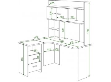Письменный стол СКЛ-Угл130+НКЛХ-120