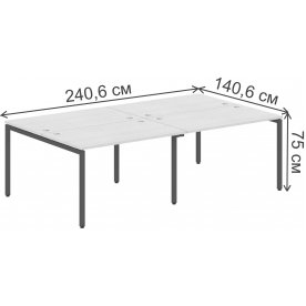 Письменный стол Skyland XTEN-S XWST 2414 2406х1406х750 четырехместный