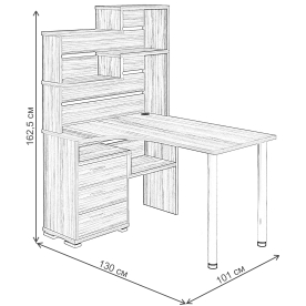Письменный стол СР-132-130 КВ-ЛЕВ левый