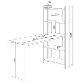 Письменный стол Лоревро-ОВ+Столешница120РПрям КШ