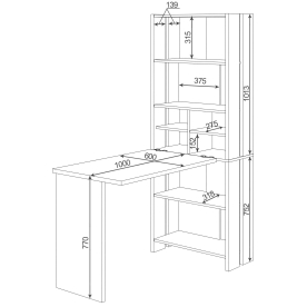 Письменный стол СТЛ-ОВХ+Столешница100РПрям ШК