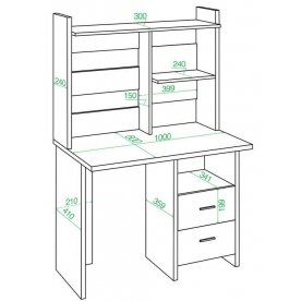 Письменный стол СКЛ-Прям100Р+НКЛ-100 Ш