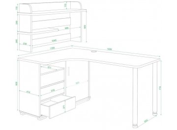 Письменный стол Жаспера-145М КВК правый