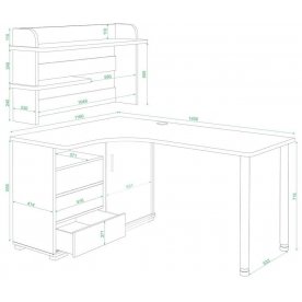 Письменный стол СР-145М НБЕН-ЛЕВ левый