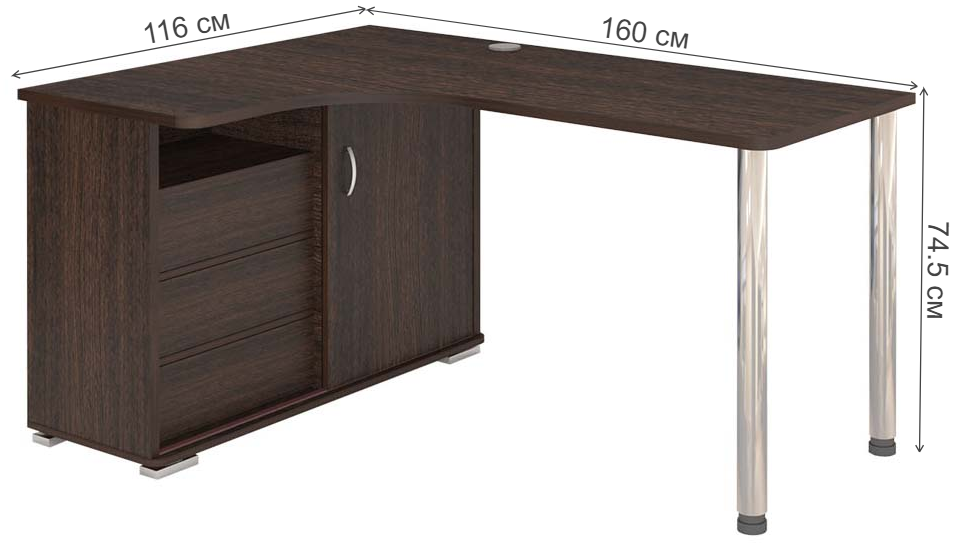 Письменный стол СР-165СМ В-ЛЕВ левый венге