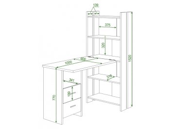 Письменный стол СТЛ-ОВ+С100РПрям БЕН