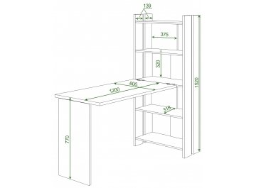 Письменный стол СТЛ-ОВ+С120Прям без тумбы БЕН