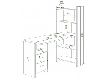 Письменный стол Лоревро-ОВ+С120Прям КВ