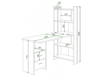 Письменный стол Лоревро-ОВ+С120РПрям К