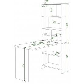 Письменный стол СТЛ-ОВХ +С100Прям без тумбы К
