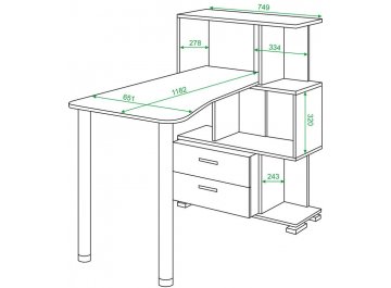 Письменный стол Валевро-5-3СТ-2+БЯ БЕ