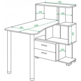 Письменный стол СЛ-5-3СТ-2+БЯ В